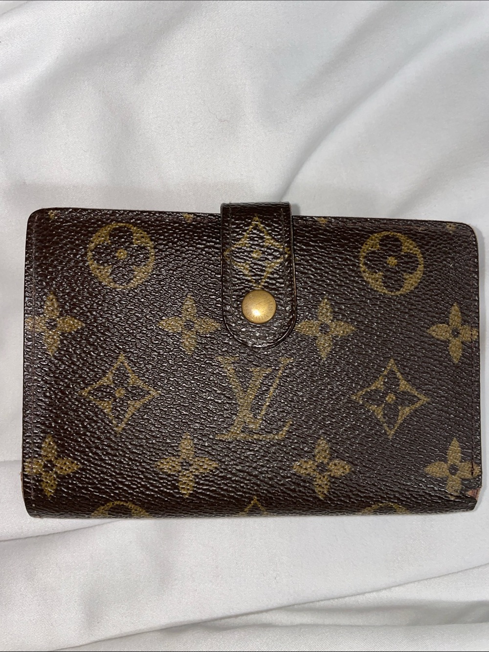 Vintage Louis Vuitton Brown Monogram Canvas French Kisslock Snap Wallet